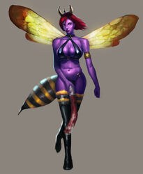 animal_genitalia_on_humanoid bee bee_girl big_breasts bra breasts bug corruption_of_champions dickgirl female flaccid futanari hair horn horsecock horsecock_on_humanoid insects intersex panties penis red_hair solo stinger underwear unknown_artist wings