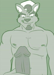 1boy anthro canine erection fur furry hair hat licking licking_lips male male_only mapdark masturbation nipples nude penis solo tongue tongue_out webcam wolf