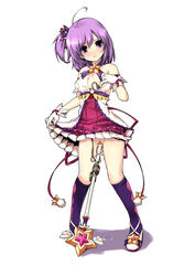 1girls ahoge aisha_(elsword) areola_slip areolae argyle argyle_legwear bare_shoulders battle_magician blush breasts elsword female gloves high_resolution kneehighs kuro_(kuronell) looking_at_viewer no_panties pigeon-toed purple_eyes purple_hair purple_legwear pussy pussy_juice short_hair side_ponytail skirt solo standing star vibrator wand