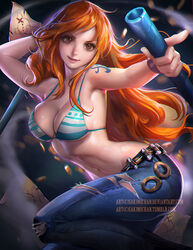 nami (one piece) from one piece by sakimichan