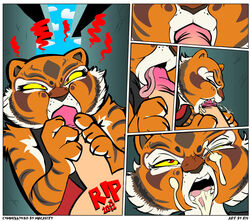 angry angry_sex anthro comic cum cum_in_mouth cum_inside erection feline fellatio female handjob human kung_fu_panda licking male male_human/female_anthro master_tigress oral oral_sex orgasm penis r!p red_eyes sex straight tiger tongue tongue_out