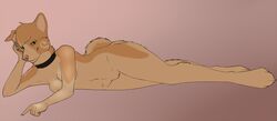 anthro breasts canine female fur furry leverpuller nude pinup pussy solo