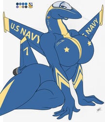 1girls 2012 aeromorph airplane anthro blue_angels breasts cleavage f/a-18 featureless_breasts female female_only huge_breasts living_aircraft living_machine looking_at_viewer original original_character solo thick_thighs voluptuous walter_sache wide_hips wip