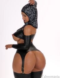 3d ass_focus breasts_out cock_out fat_ass futa_only futanari hadiya hijab huge_ass hung_futanari leather_clothing sideboob taboomania tagme tan-skinned_futanari tan_skin thick_thighs