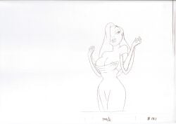 breasts disney female jessica_rabbit nipple_slip nipples official_art sketch solo who_framed_roger_rabbit