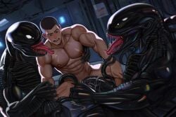 abs ai_generated alien alien_on_human biceps creature cum cum_on_body cum_spill deltoids dominant_alien dominated_male forced_cum gay gay_domination humansub interspecies interspecies_domination jeepguyinsd male male_focus male_only muscle muscles muscular muscular_human muscular_male nipples original pecs perky_nipples predator/prey proboscis proboscis_(anatomy) proboscis_sucking_penis smooth_chest submissive_human submissive_male sucking_off sucking_penis trapezius triceps uncensored xenomorph