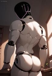 ai_generated ass back biceps faceless_male gay humanoid_robot jockstrap jockstrap_only looking_at_viewer looking_back male male_only male_robot muscular muscular_male nude_male tesla_bot toned_body toned_male twall97