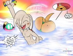 1boy 1girls ass bottomless female male swimsuit tagme talkanddraw unaware water