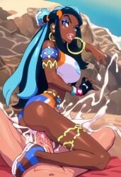 ai_generated cum_in_pussy cum_in_pussy cum_inside dark-skinned_female dubious_consent excessive_cum huge_cock interracial interracial_sex laying_on_side nessa_(pokemon) pale-skinned_male pokemon sex_through_clothes vaginal_penetration vaginal_penetration will_of_ai