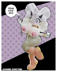 1girls 3d 3d_model anthro bell bell_collar blender_(software) blender_cycles blue_eyes boots breasts cargo_pants clothed cowbell english_text exposed_breasts female female_focus female_only fluffy fluffy_hair furry furry_only half-dressed horn huge_breasts idw_comics idw_publishing jasminerobotnik kabalmystic lactation lanolin_the_sheep lanolin_the_sheep_(kabalmystic) large_areolae large_breasts milk mobian mobian_(species) mobian_sheep nipples pants puffy_areola puffy_nipples sega sheep sheep_ears sheep_girl sheep_horns solo solo_female sonic_(series) sonic_the_hedgehog_(comics) sonic_the_hedgehog_(idw) sonic_the_hedgehog_(series) speech_bubble text thick_thighs topless voluptuous white_body white_fur white_hair wide_hips wink winking_at_viewer wool_(fur)