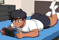 1boy 1femboy 1male 2d absurd_res absurd_resolution absurdres adolescent ai_generated ass ass_cheeks ass_crack ass_jiggle ass_jiggling ass_wobble bed bedroom big_ass big_ass_(male) big_ass_cheeks big_booty big_butt big_butt_(male) big_butt_cheeks big_buttocks big_thighs black_boxer_briefs black_boxers black_hair black_hair_bottom black_hair_male black_undergarments black_underwear blonde_hair blonde_hair_on_black_hair blonde_hair_top blue_bed blue_bed_sheet blue_bedding booty booty_shorts boxer_briefs boxers boxers_(clothing) boy brown_eyes brown_eyes_male bubble_ass bubble_booty bubble_butt bubble_butt_(male) butt_cheeks butt_crack butt_crack_outline butt_jiggle butt_outline caked_up cartoon cartoon_style cartoony cheeked_up crossed_legs curvaceous curvaceous_body curvaceous_figure curvaceous_hips curvaceous_male curvaceous_teen curvaceous_thighs curves curvy curvy_ass curvy_body curvy_butt curvy_femboy curvy_figure curvy_hips curvy_male curvy_thighs domination dresser dresser_drawer dumptruck_ass dumptruck_butt fat_ass fat_ass_cheeks fat_ass_femboy fat_ass_teen fat_booty fat_butt fat_butt_femboy feet feet_up femboy femboy_ass game_console game_controller gamer_boy gaming gaming_console gaming_controller gay gay_boy gaymer happy happy_expression hi_res high_res high_resolution huge_ass_(male) huge_asscheeks huge_thighs human human_only indoor indoors jiggle jiggling jiggling_ass jiggling_butt kovasfox large_ass large_butt large_thighs laying_on_bed laying_on_belly laying_on_front laying_on_stomach light_hair_on_dark_hair lying_on_bed lying_on_belly lying_on_front lying_on_stomach male male_only motion motion_lines motion_outline motion_outlines nintendo nintendo_switch nintendo_switch_console oblivious pillow playing_video_game playing_videogame raised_eyebrows shirt short_hair short_hair_male short_sleeved_shirt short_sleeves short_socks smile smiling socks solo solo_femboy solo_male stable_diffusion t-shirt t_shirt tan tan_male tan_skin tan_skinned_male tanned tanned_male tanned_skin teen teen_boy teenage teenage_boy teenager television television_screen television_stand thicc thicc_thighs thick_ass thick_butt thick_thighs thick_thighs_save_lives thighs three-quarter_view three_quarter_view tv tv_screen underwear video_game_controller video_games voluptuous voluptuous_femboy voluptuous_male voluptuous_teen white_shirt white_socks white_t-shirt wide_hipped_male wide_hips wobble wobbling wobbling_ass wobbling_butt yaoi young young_boy young_male younger younger_male