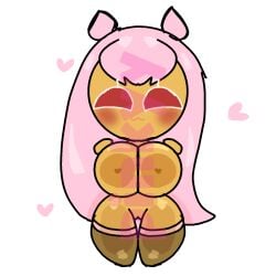 :3 cherry_blossom_cookie cookie_run cookie_run_kingdom cute_face kawaii pinkyy pressing_breasts solo solo_female solo_focus transparent_background