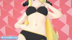 animated cynthia_(pokemon) long_hair shaking_butt swimsuit tagme underwear video