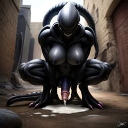 ai_generated alien cum cum_dripping cum_puddle futanari xenomorph