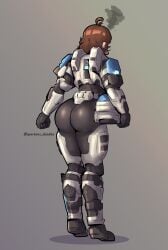 armor armored_boots armored_female armored_gloves ass ass_focus back_view big_ass big_butt female female_only frustrated fully_clothed halo_(series) spartan_(halo) spartan_iii_(halo) spartandoodles thick_thighs tight_clothing