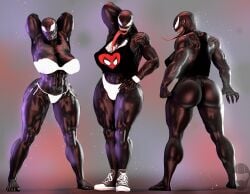 1girls 3d big_breasts bubble_butt dat_ass lonewolf456222 marvel marvel_comics muscles muscular muscular_female she-venom spider-man_(series)