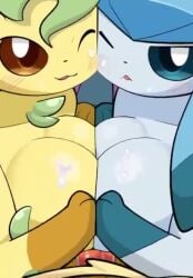 1boy 2d 2girls animated anthro anthrofied big_breasts blush breast_squish breasts collaborative_paizuri creatures_(company) cum cum_on_body cum_on_breasts cum_on_face cumshot duo_focus eevee eeveelution ejaculation female furry furry_only game_freak generation_1_pokemon generation_4_pokemon glaceon large_breasts leafeon live2d male male_pov nintendo one_eye_closed paizuri penis pokemon pokemon_(species) pov sateco sex short_playtime sound tagme threesome titjob tongue trio video