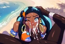 ai_generated blowjob dark-skinned_female dark-skinned_male fellatio huge_cock hyper_penis nessa_(pokemon) oral oral_sex pokemon will_of_ai