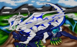 avian blue cum dragon feathers female feral graffitidragon green gryphon iggy interspecies male messy penetration penis pussy scalie size_difference slit straight tongue wings