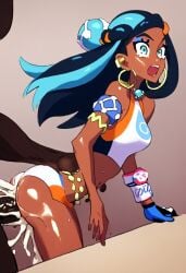 ai_generated anal anal_cum_explosion anal_sex anal_sex cum_in_ass dark-skinned_female dark-skinned_male dubious_consent excessive_cum huge_cock hyper_penis nessa_(pokemon) pokemon sex_through_clothes will_of_ai