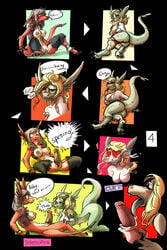 animal_ear anthro balls blonde_hair blush breasts brown_hair claws dickgirl dragon fangs female hair intersex licking penis pussy stilettopink tongue transformation