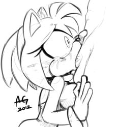 2012 ag amy_rose anthro big_breasts breasts deepthroat fellatio female forced_oral furry greyscale hedgehog male oral oral_sex partial_male penis saltcore sega sex sideboob sonic_(series) sonic_the_hedgehog_(series) straight tear