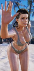 1girls azucena_milagros_ortiz_castillo beach big_breasts cleavage female female_only high_five mod namco omegaxsmash peruvian_female pov smile tekken tekken_8 thick_thighs wholesome