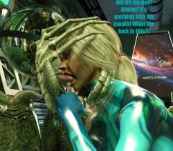 3d blonde_hair blue_eyes captured defeated defeated_heroine facehugger metroid monster oral rape samus_aran scared that3dartist zero_suit_samus