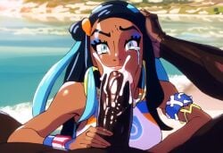 ai_generated blowjob dark-skinned_female dark-skinned_male fellatio huge_cock hyper_penis nessa_(pokemon) oral oral_sex pokemon will_of_ai