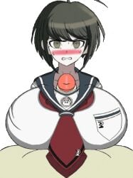 1boy 1girl 2d 2d_(artwork) 2d_animation 2d_artwork animated animated_gif artist_request balls beat_banger beat_banger_(mod) big_breasts big_penis blush boobjob clothed_female_nude_male danganronpa danganronpa_another_episode:_ultra_despair_girls female female_focus gif huge_breasts huge_cock light_brown_hair male_pov naegi_komaru paizuri paizuri_under_clothes pale-skinned_female pale_skin school_uniform schoolgirl short_hair straight toriel_beat_banger