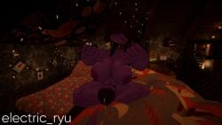 3d big_ass big_breasts deltarune dino_girl electric_ryu female freckles freckles_on_breasts freckles_on_shoulders futanari muscular_female nude_female purple_skin susie_(deltarune) video vrchat vrchat_avatar yellow_claws yellow_sclera