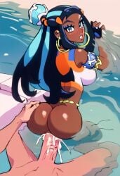 ai_generated cum_in_pussy cum_in_pussy cum_inside dark-skinned_female doggy_style doggy_style dubious_consent excessive_cum huge_cock interracial interracial_sex nessa_(pokemon) pale-skinned_male pokemon sex_through_clothes vaginal_penetration vaginal_penetration will_of_ai