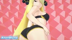 animated anonbluna ass_clapping blonde_hair clapping_cheeks cynthia_(pokemon) huge_ass jiggling_ass long_hair looking_at_viewer pokemon pokemon_champion presenting shaking_butt swimsuit tagme twerking underwear video