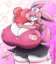 1girls big_breasts blush boob_window breasts cleavage creatures_(company) cute djthepokemen ear eeveelution female game_freak generation_6_pokemon heart huge_breasts large_breasts nintendo nurse nurse_cap nurse_uniform pokémon_(species) pokemon pokemon_(species) pokemon_xy sylveon thick_thighs thighs wide_hips