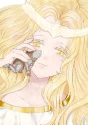 azaramu blonde_hair elden_ring femboy fromsoftware giant girly larger_male long_hair macro male male_focus micro miquella shadow_of_the_erdtree size_difference