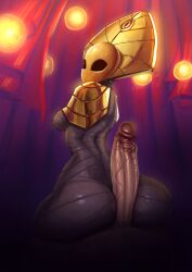 absurd_res anthro armless armor arthropod athletic_female bandage big_penis black_eyes buttjob duo erection female genitals godseeker headgear helmet hi_res hollow_knight hollow_knight_x_humans hollow_night_(project) hot_dogging huge_cock human human_on_anthro human_penetrating humanoid_genitalia humanoid_penis insect insect_girl interspecies light-skinned_male long_penis lordmoku male mammal penis rear_view sex solo team_cherry wide_hips