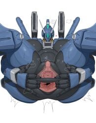 anthro anus blush breasts cervix clitoris female female_urethra gaping gaping_anus gaping_pussy genitals gundam heart_symbol hi_res im51nn5 looking_at_viewer mecha orx-013_gundam_mk-v presenting_cervix presenting_pussy pussy solo spread_legs spreading visible_cervix