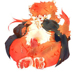 1boy 2012 canine chubby coat erection male male_only orange_fur penis solo tsurugi