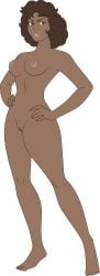 brown_eyes brown_hair_female dark_skinned_female diana_the_acrobat dungeons_and_dragons_(cartoon) hairless_pussy hands_on_hips lionprideart nude nude_female transparent_background