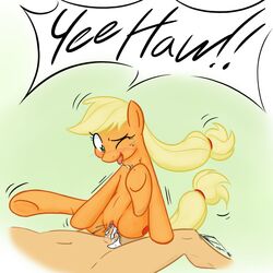 applejack_(mlp) blonde_hair cum cum_in_pussy cum_inside equine female friendship_is_magic green_eyes hair horse human male my_little_pony no-ink one_closed_eye penetration pony smooth_skin straight vaginal_penetration