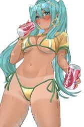 bikini blush brazil brazilian brazilian_female brazilian_miku cleavage coca-cola drinking hatsune_miku holding tagme tanline transparent_background vocaloid