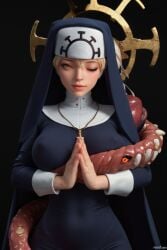 ai_generated blonde_hair double_(skullgirls) eldritch_horror nipples_visible_through_clothing nun wartorn32