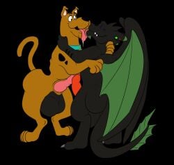 anthro anthro_on_feral balls collar dragon dreamworks duo erection european_mythology fan_character feral french_kissing fury_(httyd) genitals hanna-barbera hi_res how_to_train_your_dragon kissing male male/male mythological_creature mythological_scalie mythology night_fury on_hind_legs penis scalie scooby-doo scooby-doo_(character) smile thecreatorseye tongue tongue_out warner_bros warner_brothers western_dragon wings zoophilia