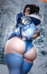 3d 3d_(artwork) asian_female big_ass blender_(software) glasses large_ass large_breasts mei_(overwatch) overwatch smitty34 stockings tagme voluptuous voluptuous_female