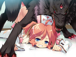 blue_eyes blush censored clenched_teeth cum cum_inside cum_on_hair cumdrip dog_ear game_cg rape source_request tears top-down_bottom-up torn_clothes zoophilia