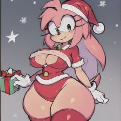 amy_rose christmas christmas_outfit sex solo sonic_(series)