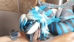 ass blowjob male_on_anthro nika_sharkeh saliva shark tail