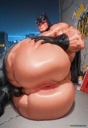 1boy 1male 1man ai_art ai_generated anus anus_hair ass ass_bigger_than_head ass_hair asshole ball_bulge bara bara_ass bara_butt batman batman_(series) big_ass big_butt blush bulge bulge_through_clothing dc_comics gay gloves grabbing_ass grinning hairy_anus hairy_ass hairy_butt huge_ass huge_butt male male_only mask masked masked_male massive_ass massive_butt muscular muscular_male partially_clothed public public_nudity rokudenashi_(style) rokuworshiper superhero sweat sweaty sweaty_body