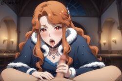 ai_generated castlevania castlevania_(netflix) female flustered handjob koinaart lenore_(castlevania) long_hair orange_hair stable_diffusion tongue_out vampire white_skin