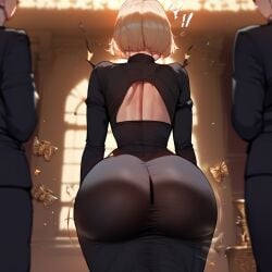 ai_generated ass_focus back_view big_ass blonde_hair bubble_ass bubble_butt dress fat_ass